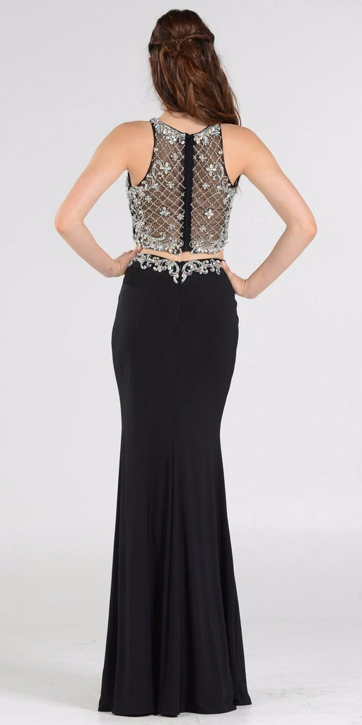 Poly USA 7926 Two-Piece Gown Embellished Crop Top and ITY Skirt ...