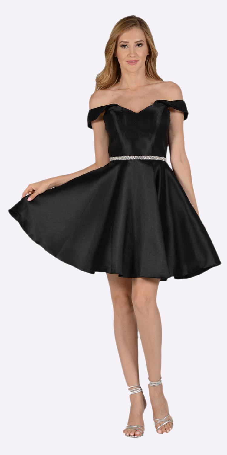 black off the shoulder hoco dress