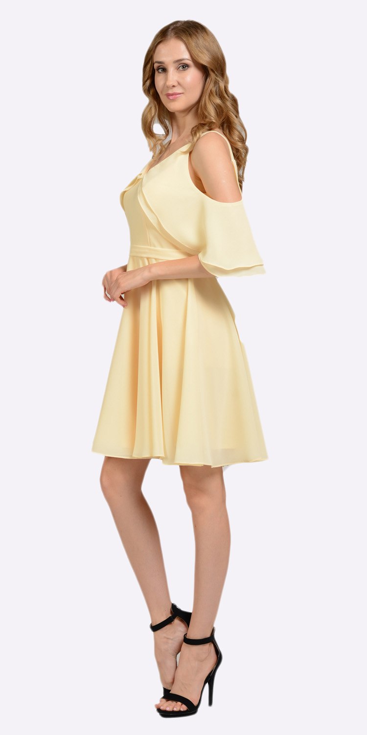 yellow flutter sleeve dress