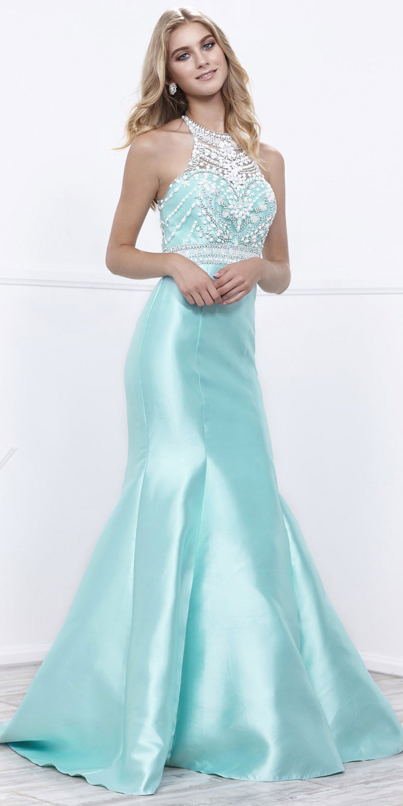 mint green mermaid prom dress