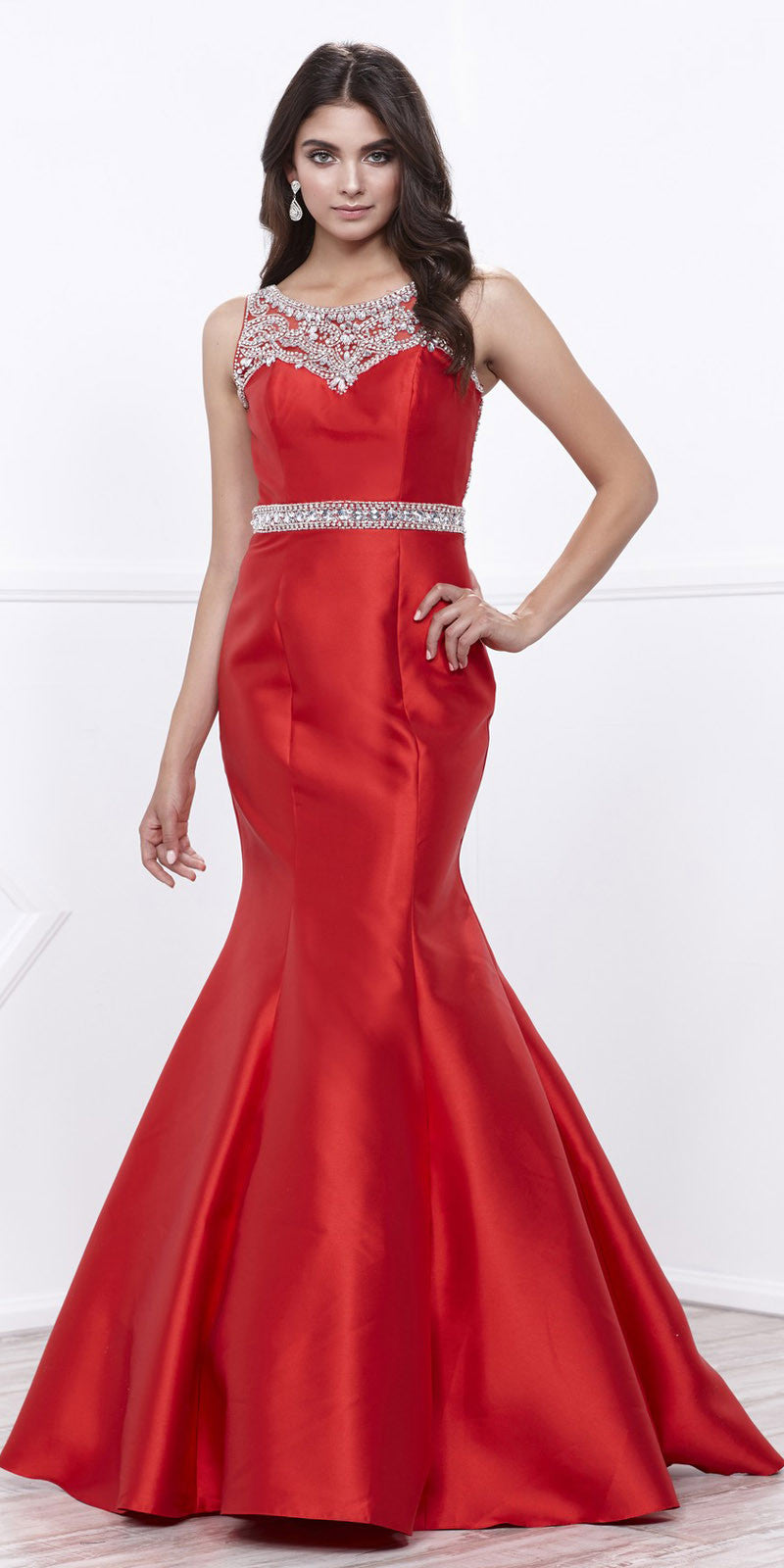 red trumpet prom dress