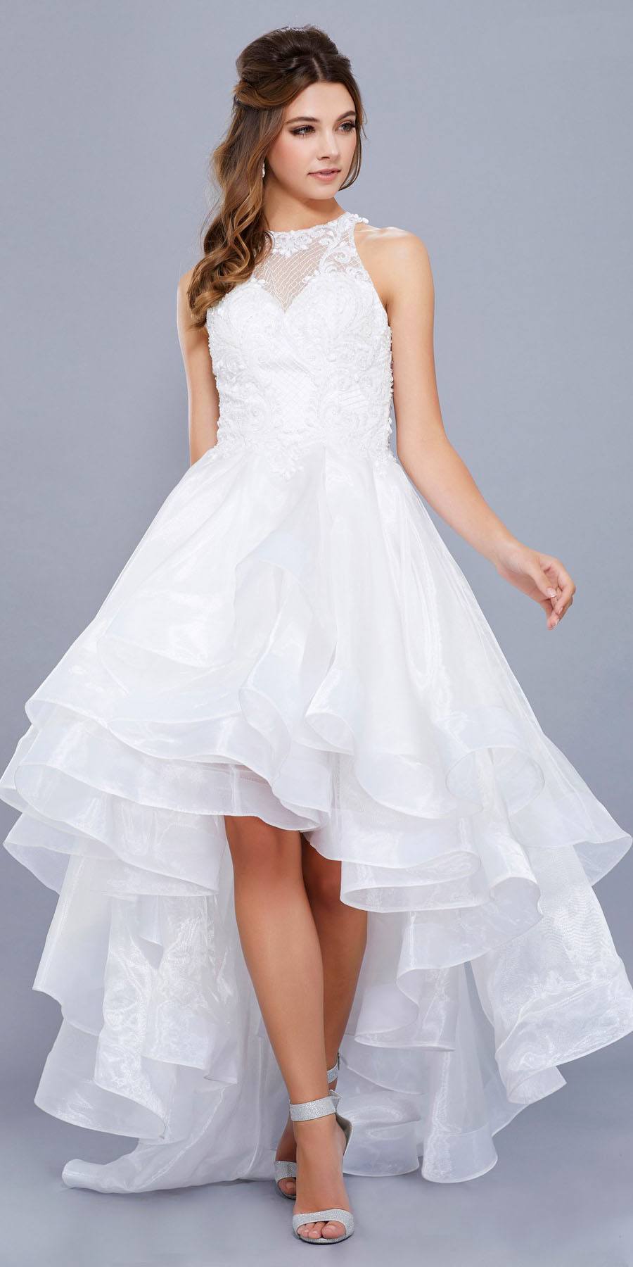 white high low dress
