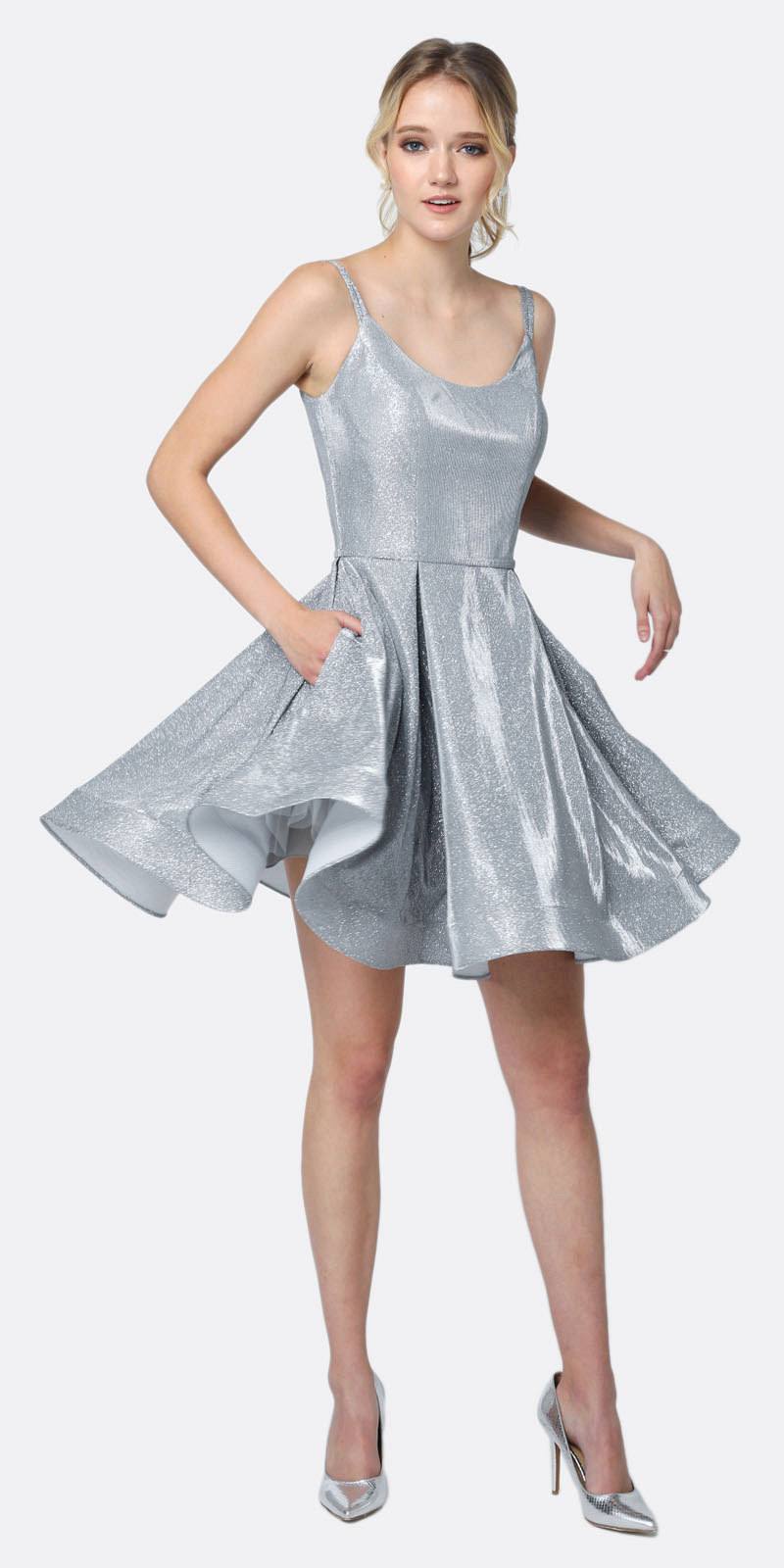 silver glitter dress short