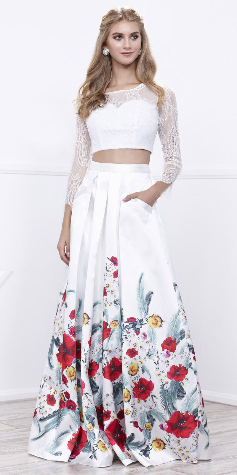 crop top and long skirt dress