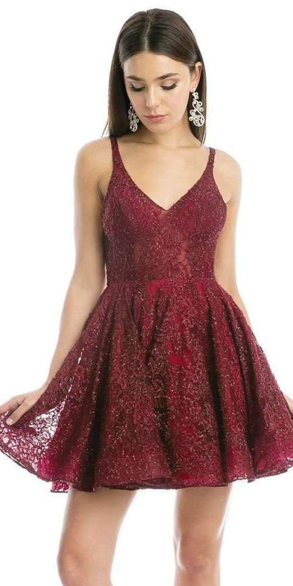 short burgundy dama dresses