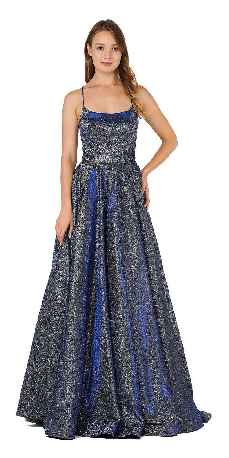 blue glitter long dress