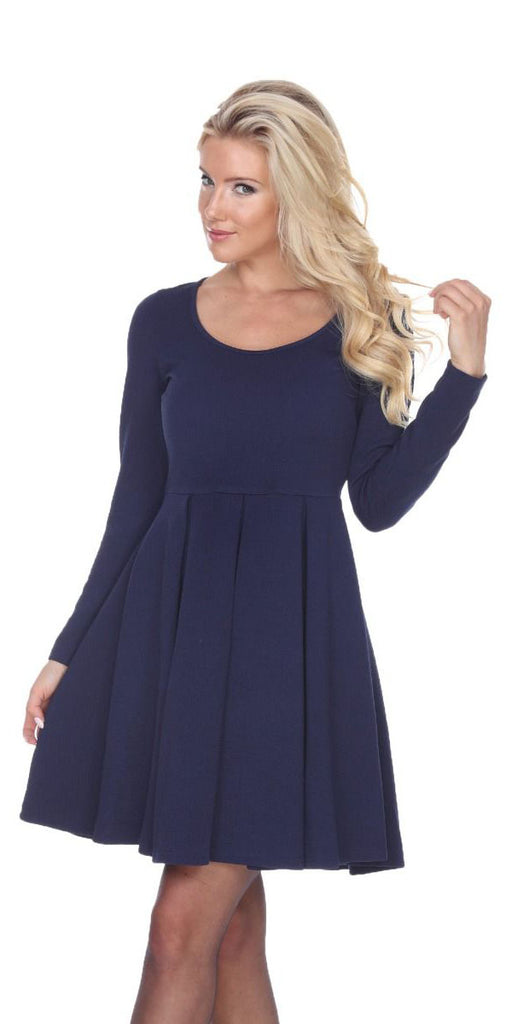 navy blue dress fit and flare