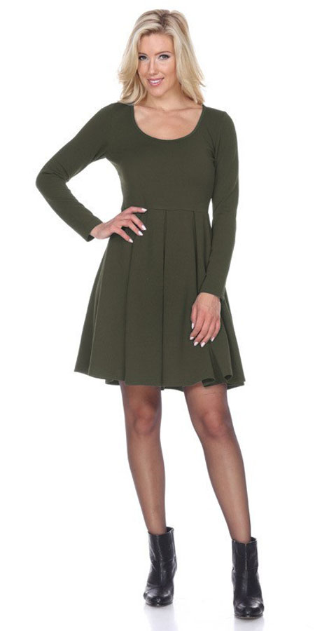 olive green cocktail dress with sleeves