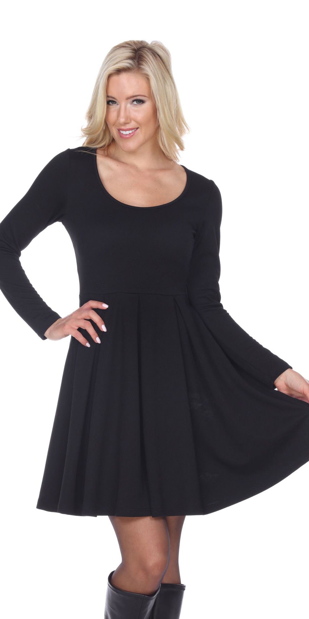 black fit and flare party dress
