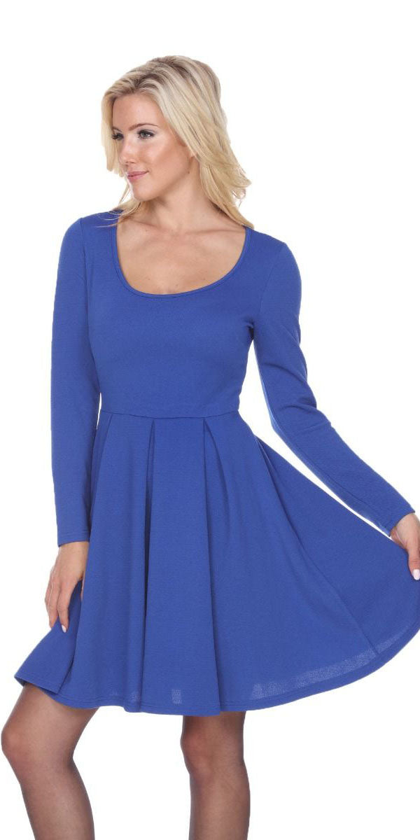 royal blue fit and flare dress