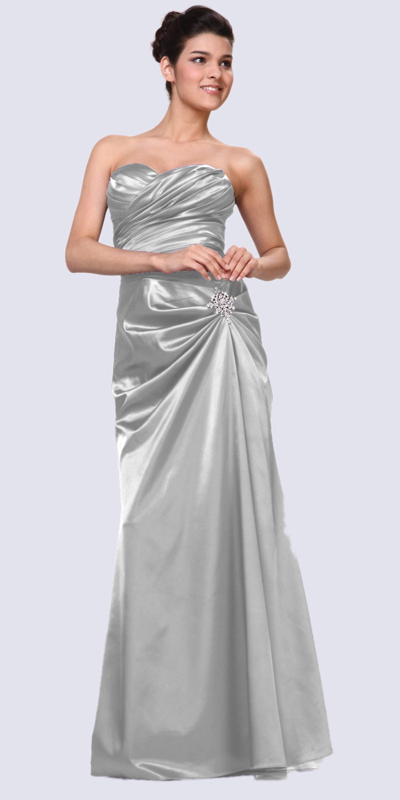 silver satin dress
