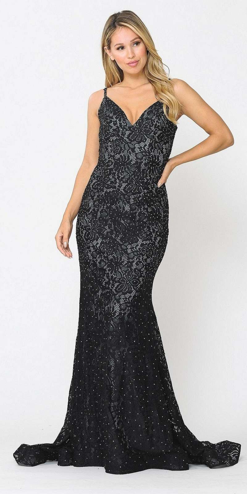 black mermaid style prom dress