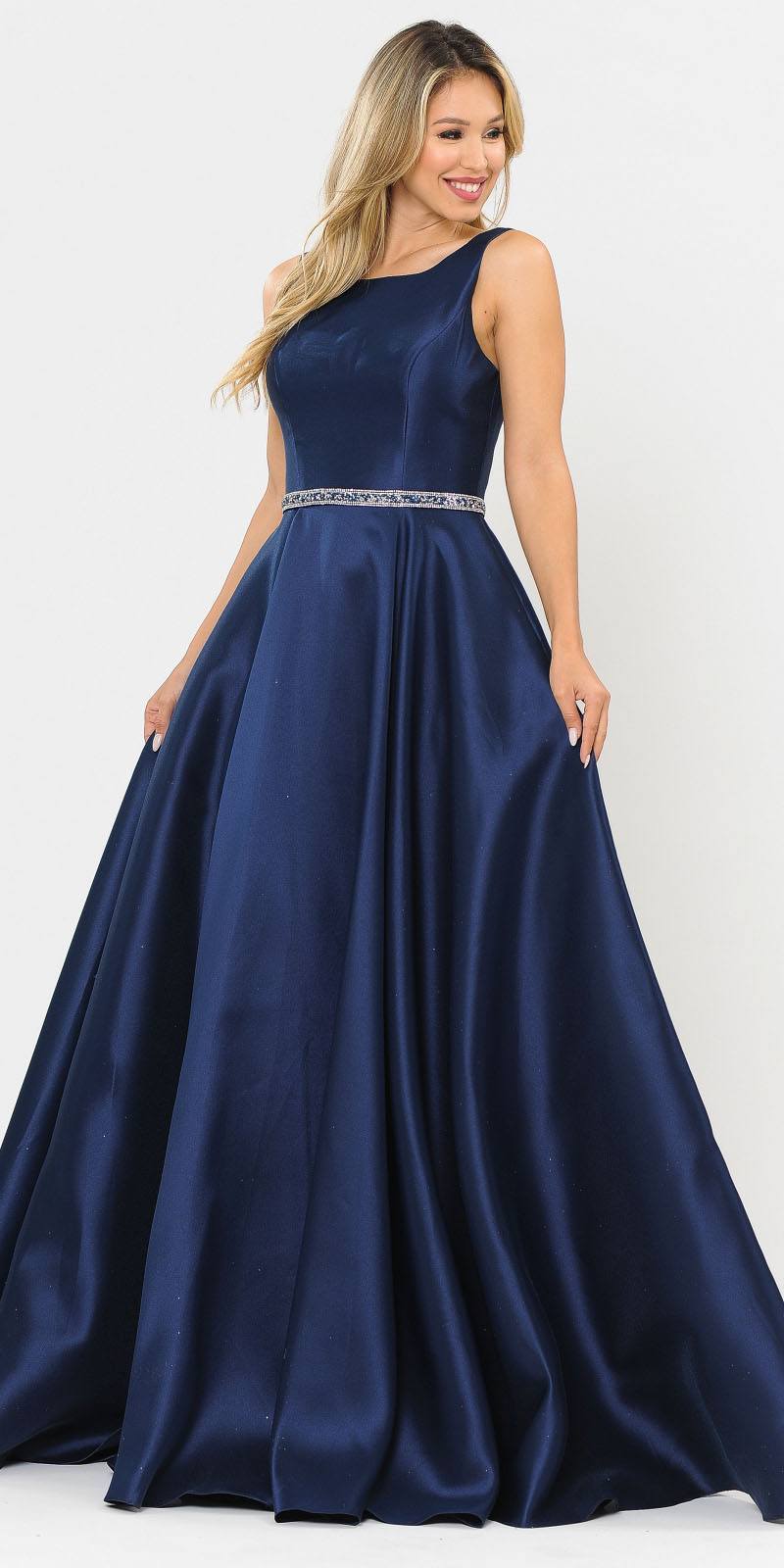 silky navy blue dress