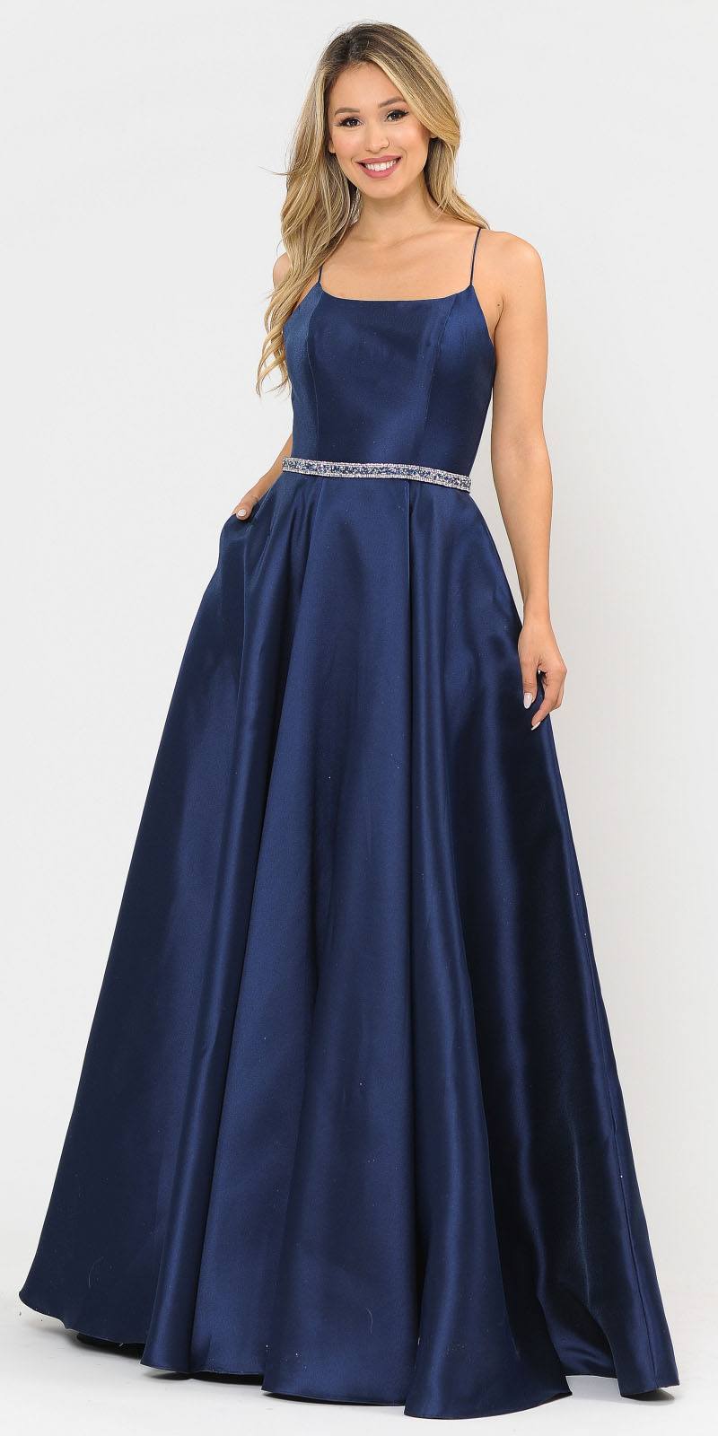 silky navy blue dress