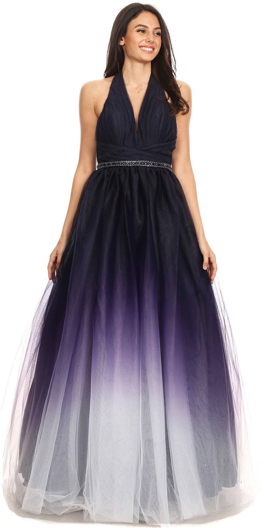 blue ombre ball gown