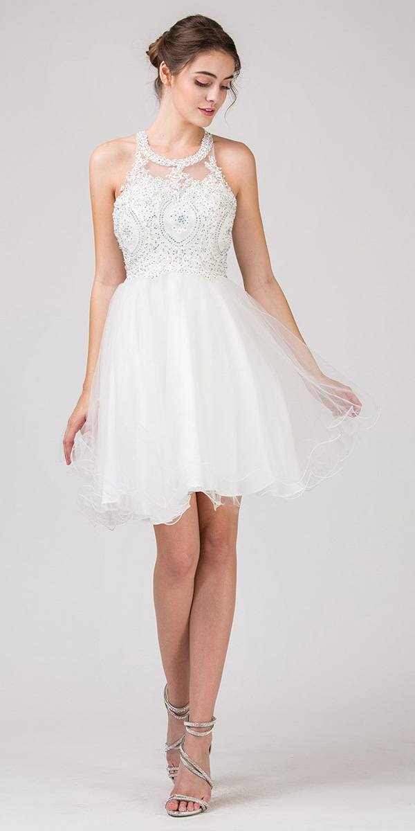 halter white dress short