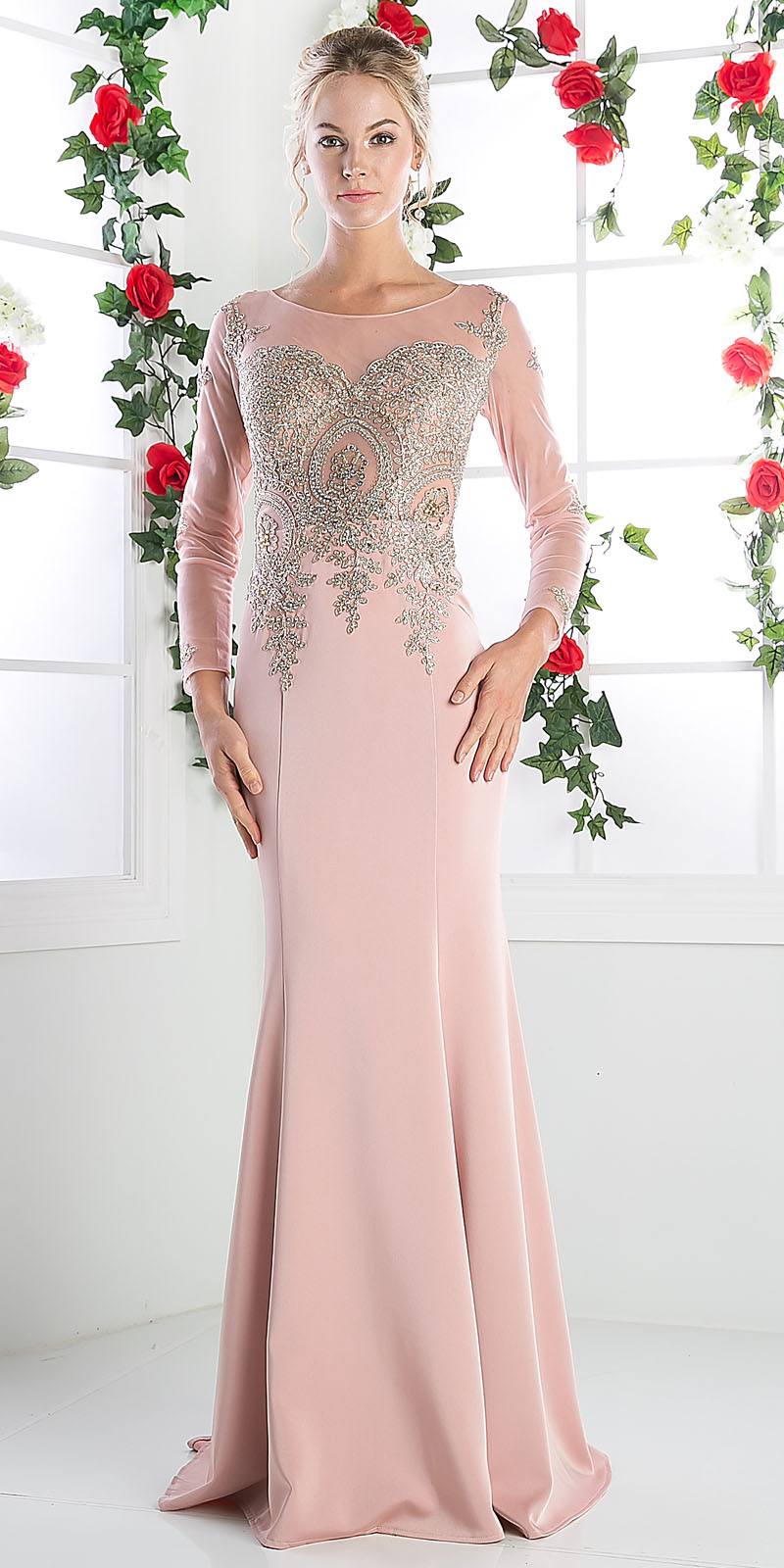 dusty rose mermaid prom dress