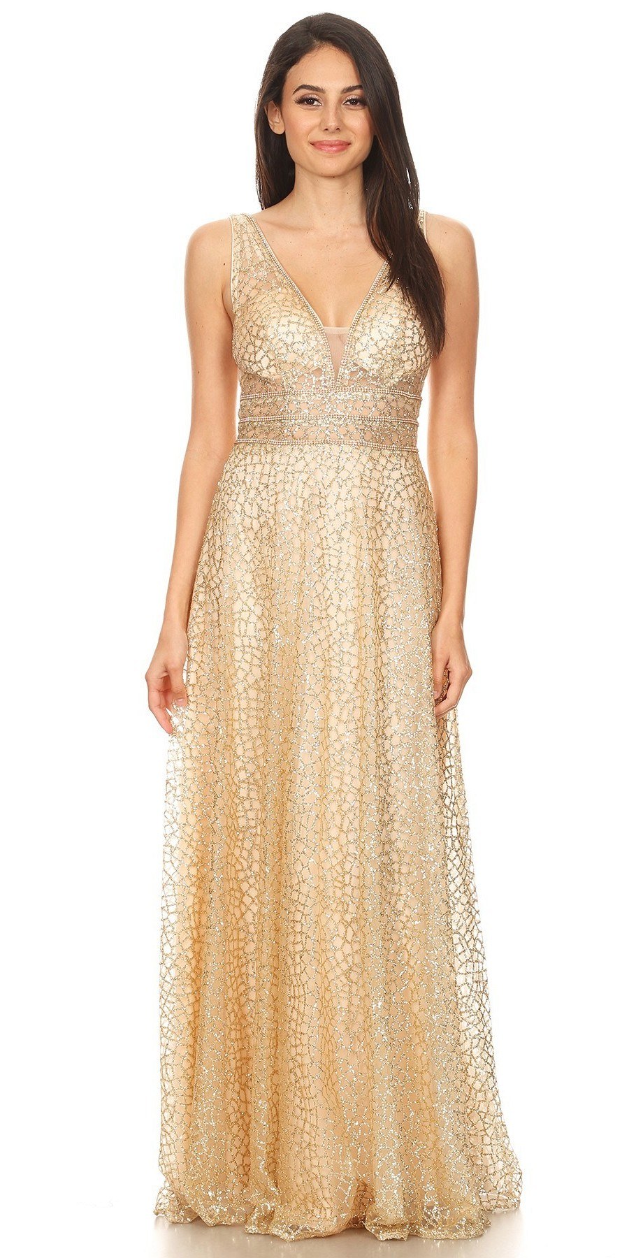 gold glitter mesh dress