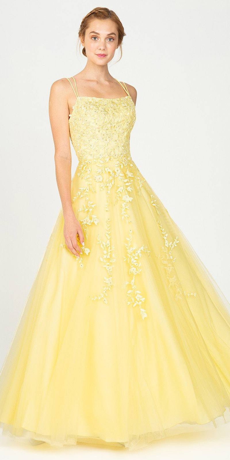 yellow floor length dress