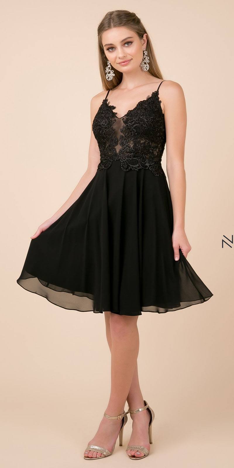 black a line knee length dress