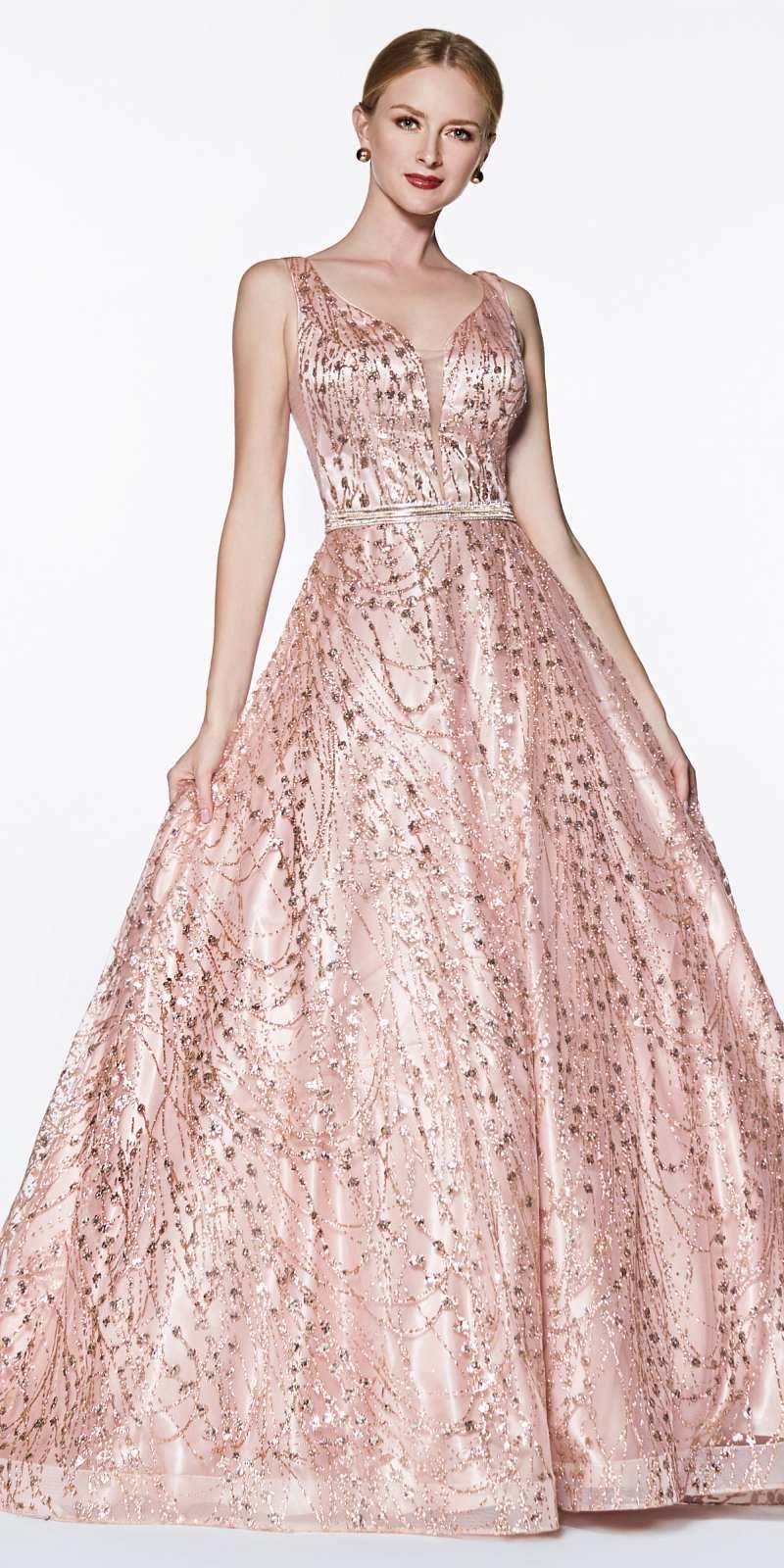 pink and gold evening gown