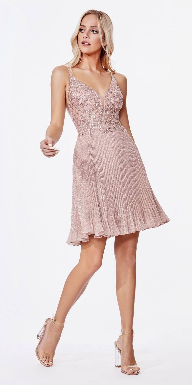 rose metallic dress