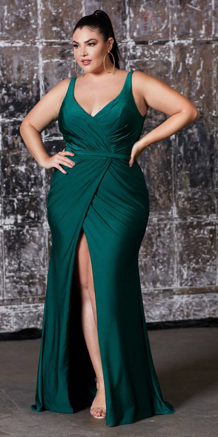 emerald green gown plus size