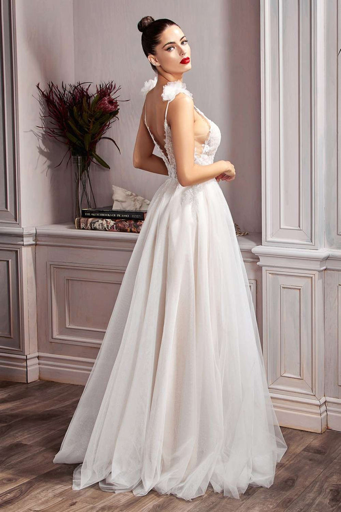 Cinderella Divine CD215 Long Soft Tulle A-Line Off White Bridal Dress