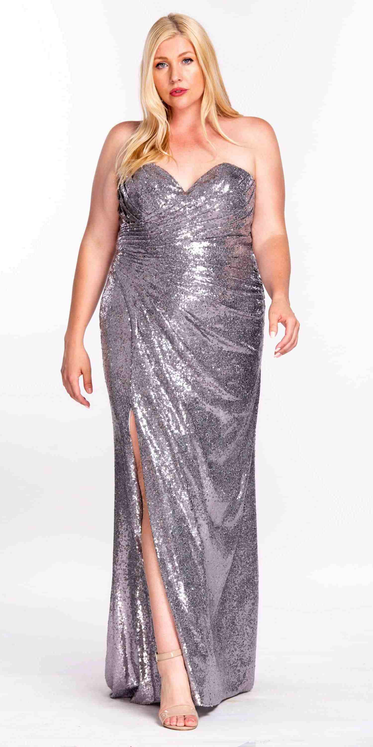 dark silver prom dress