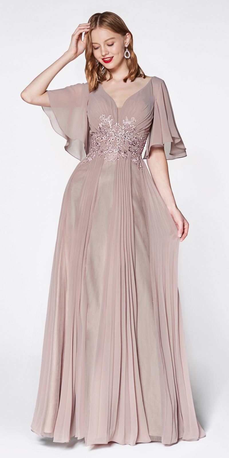 mauve dress with sleeves