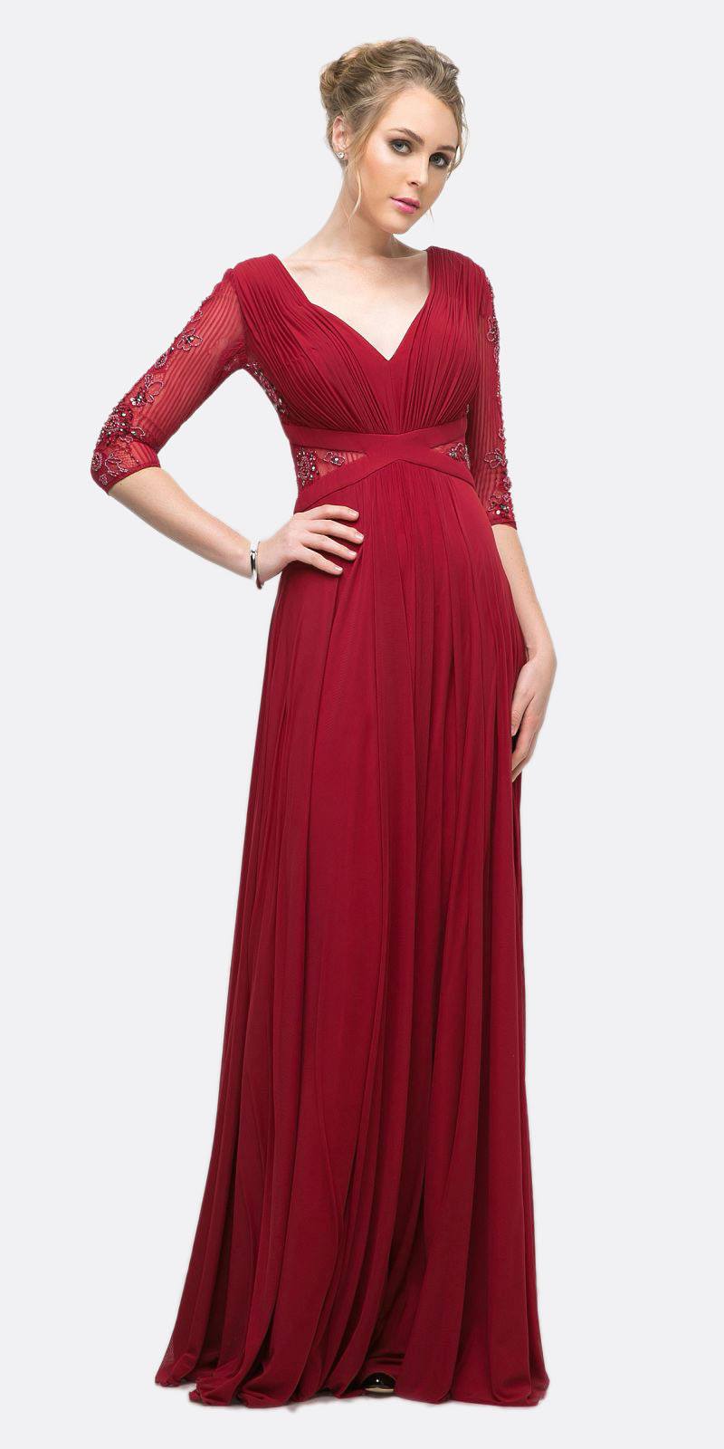 burgundy empire waist dress