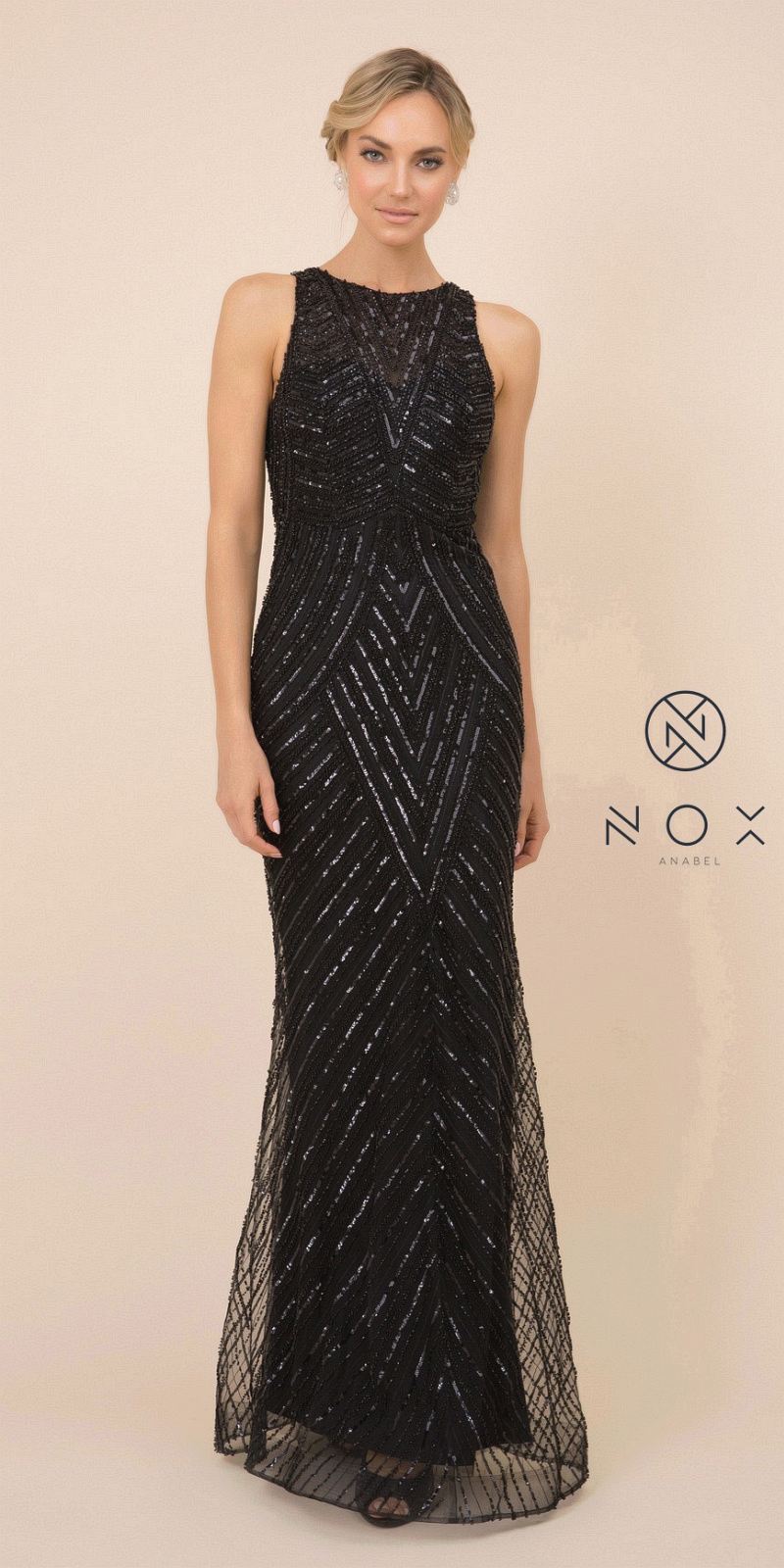 black sequin halter dress