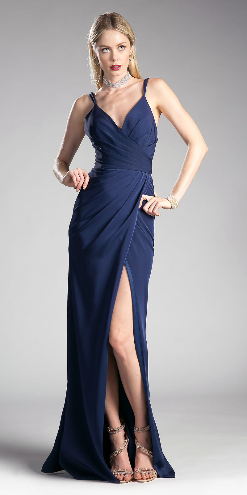 navy blue dress with slit