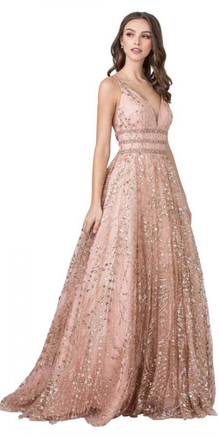 rose gold prom gown