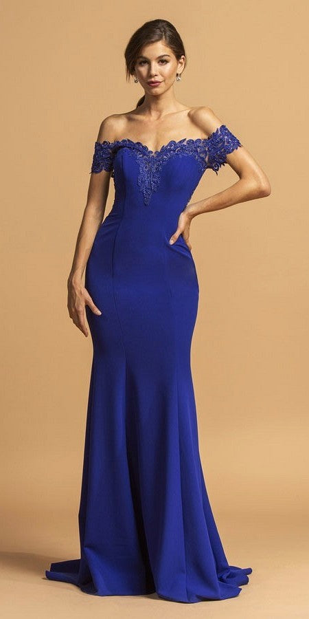 long gown design royal blue