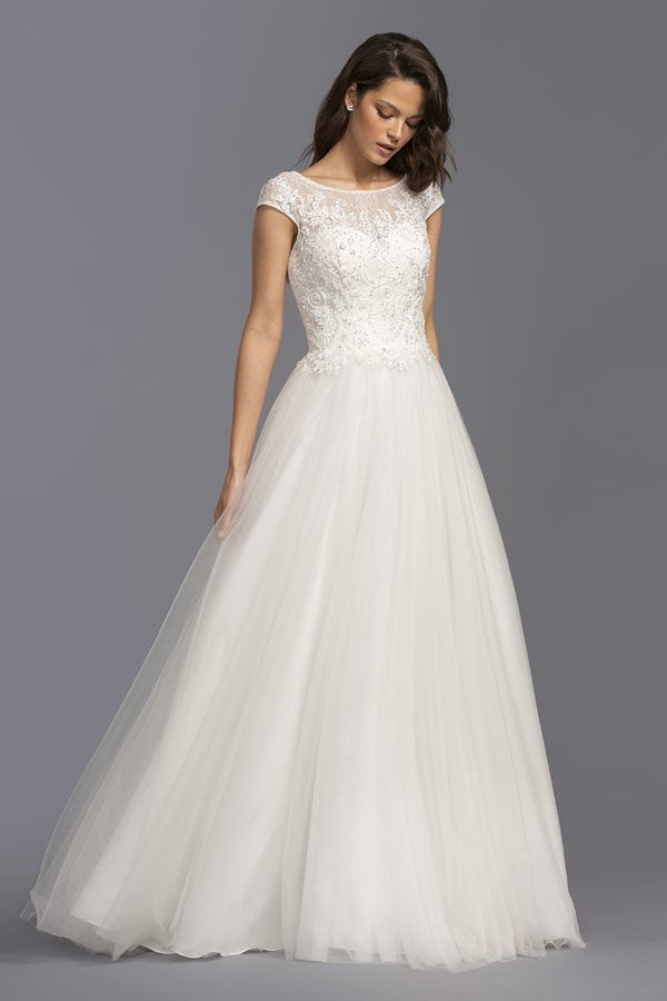 cap sleeve beaded wedding dress