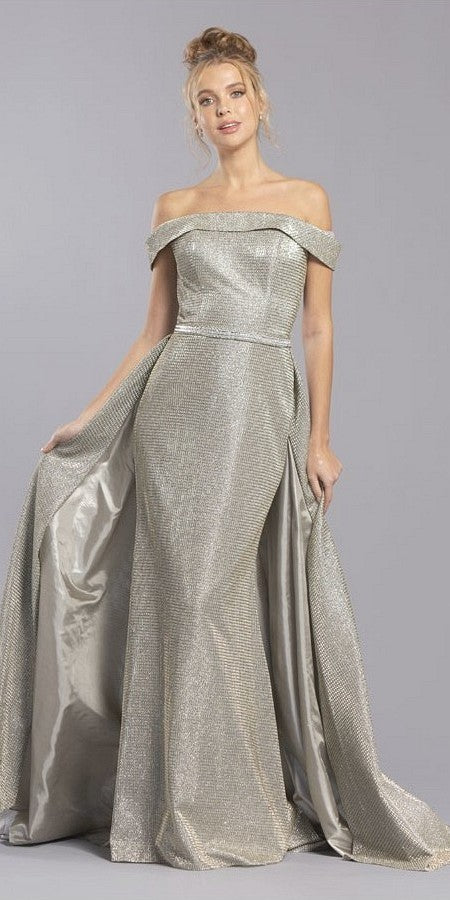 silver dress with cape