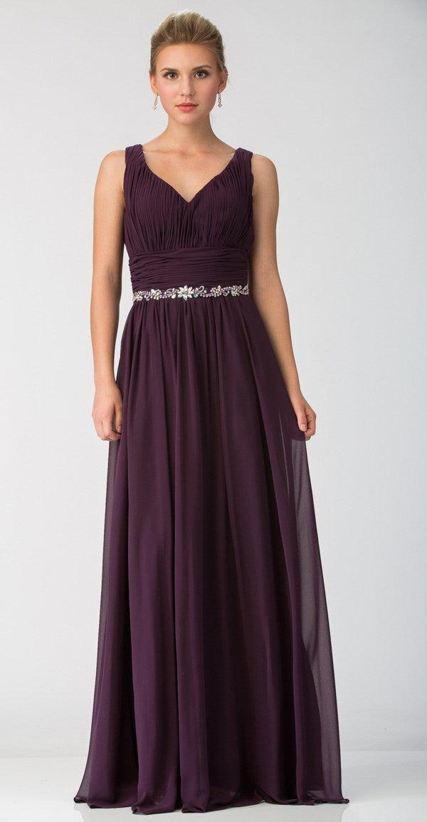 eggplant evening dress