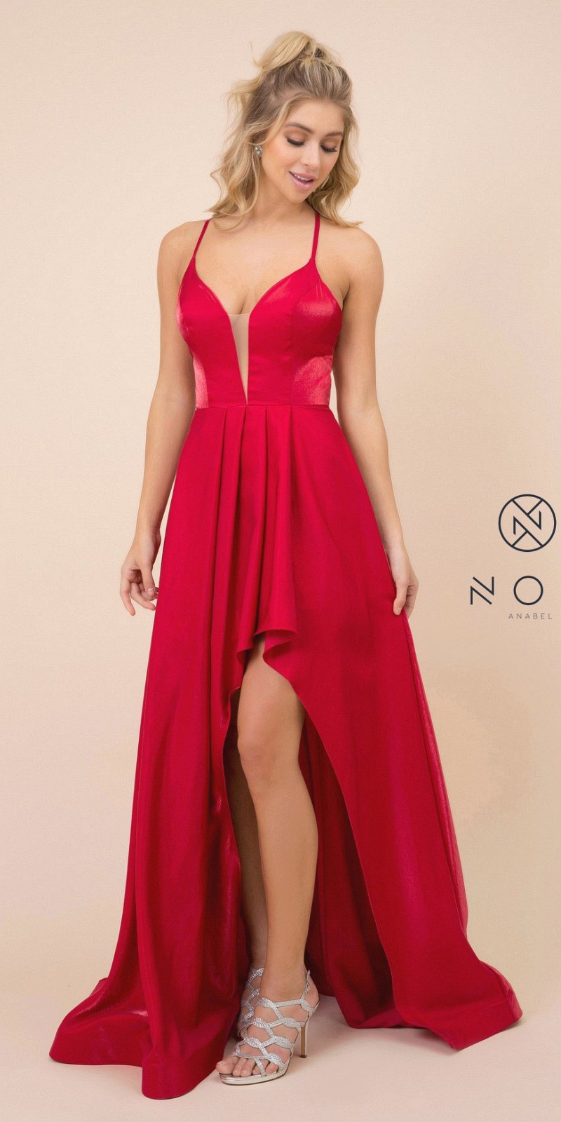 red strappy prom dress