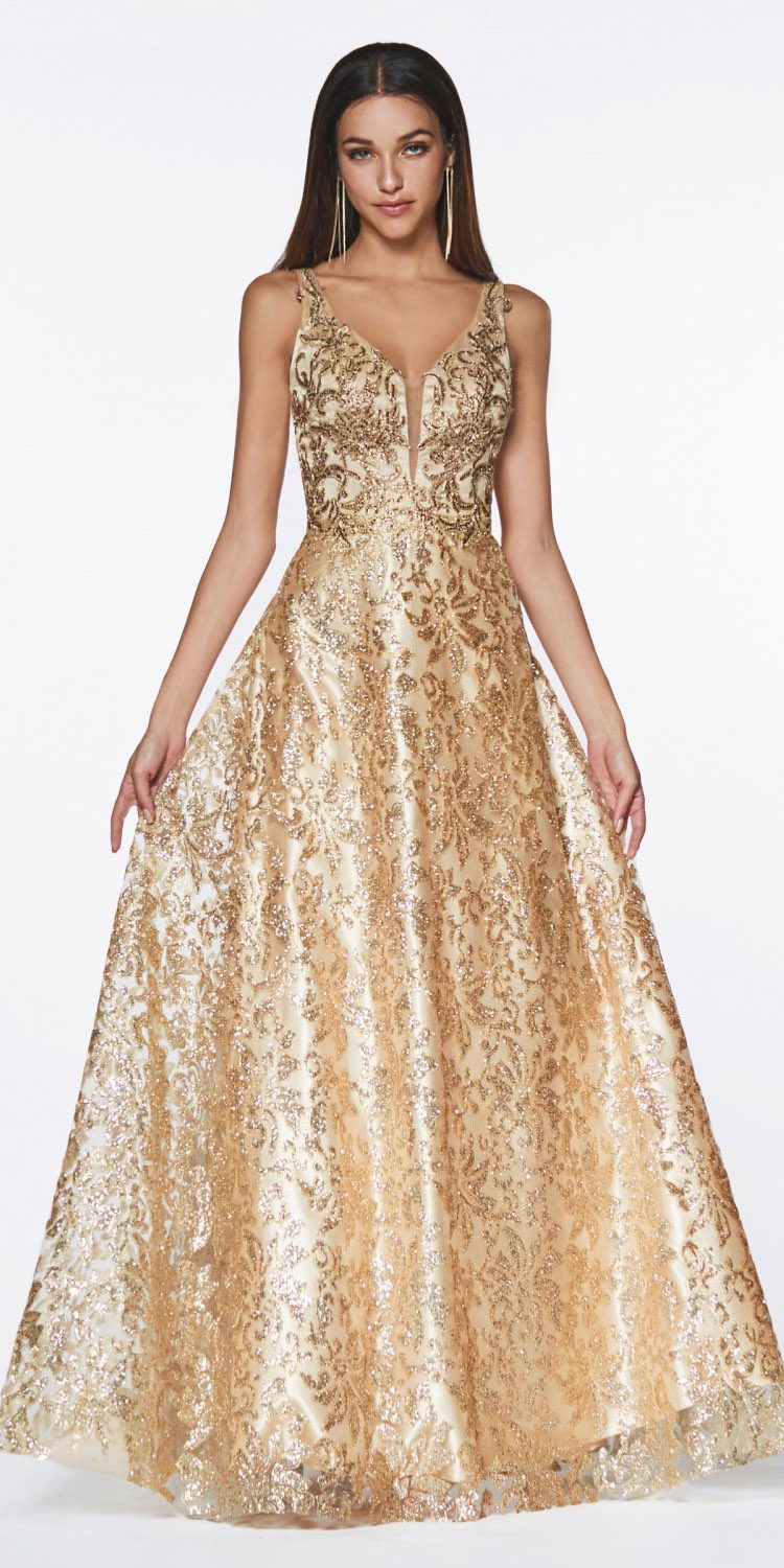 gold floral dress