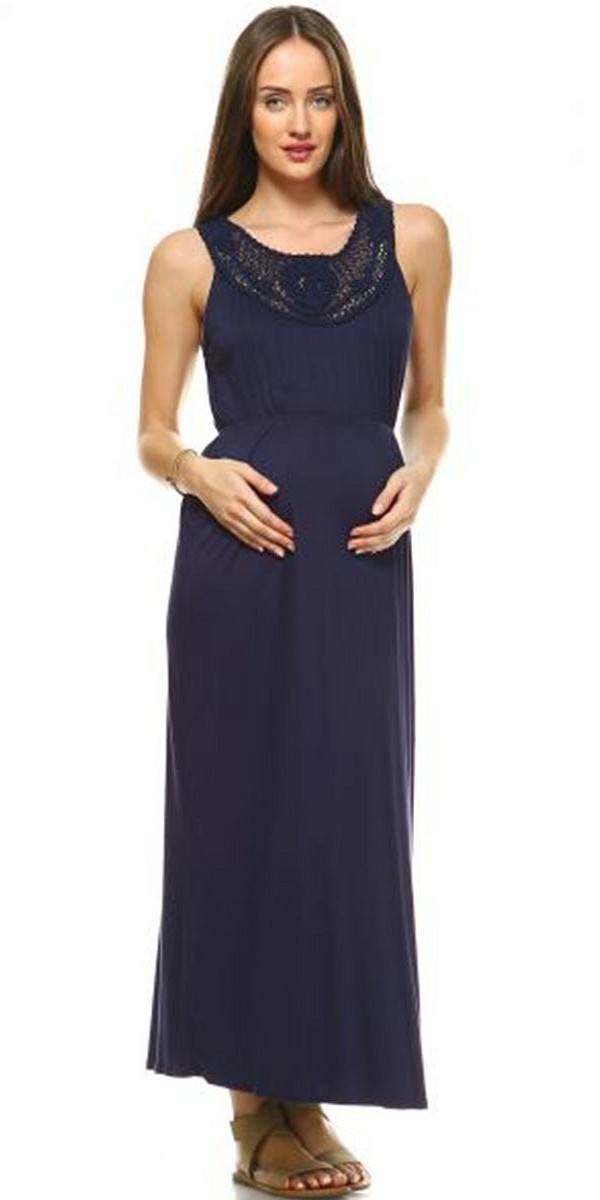 navy maternity maxi dress