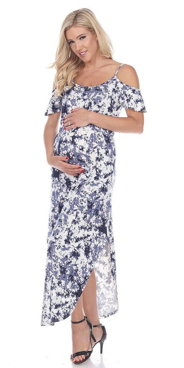 navy maternity maxi dress