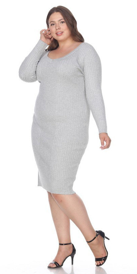 white knee length dress plus size