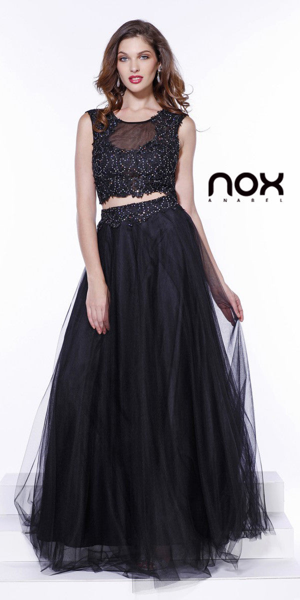 two piece black formal dress