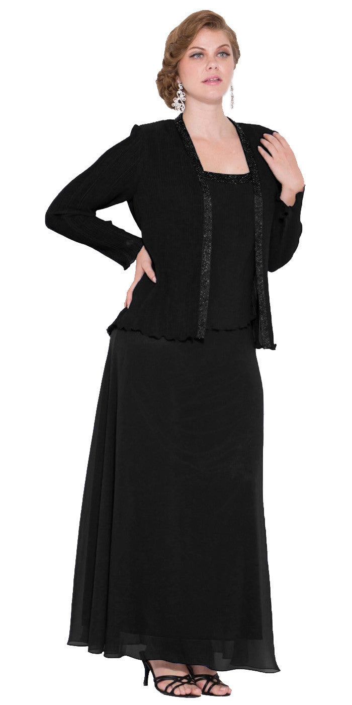 Plus Size Black Mother of Bride Gown Includes Chiffon Jacket ...