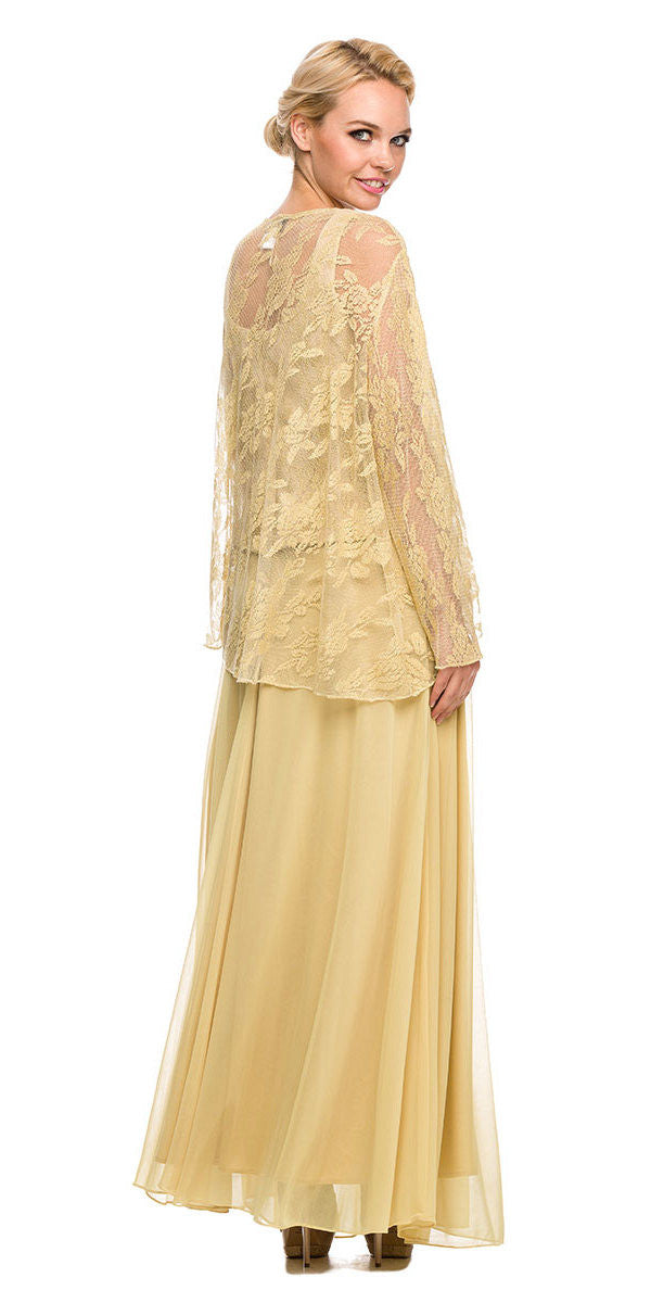 Chiffon Plus Size Mother Of Bride Dress Gold Includes Jacket 