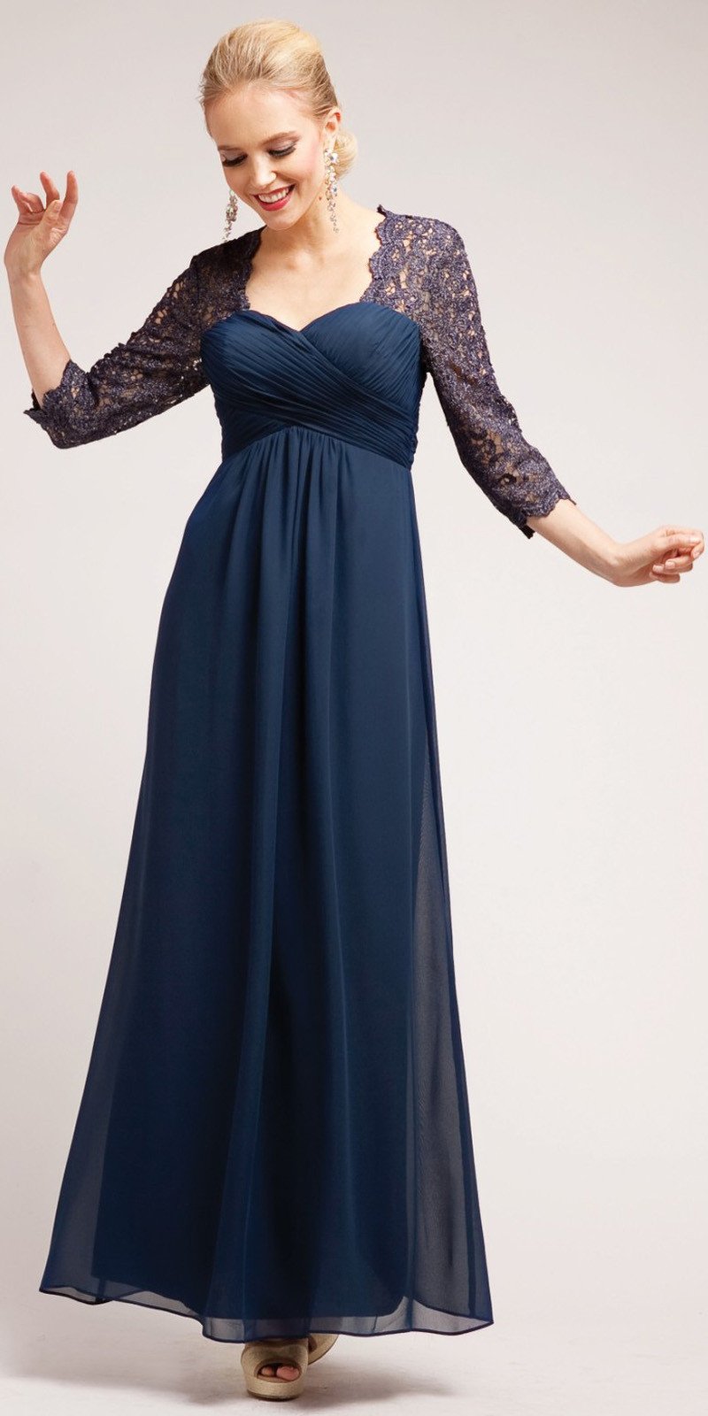 long sleeve navy blue dress plus size
