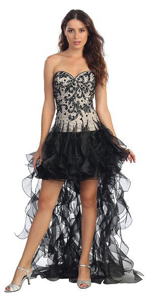 black high low ruffle dress