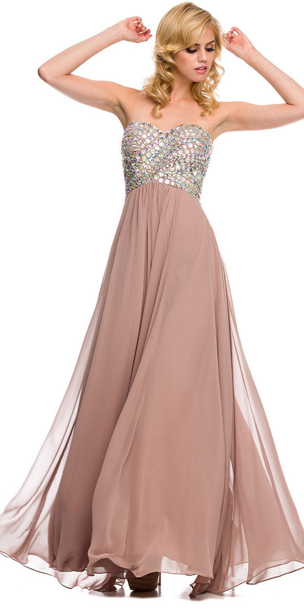 tan sparkly prom dress
