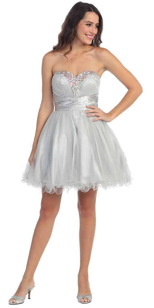 short silver prom dress